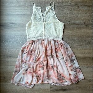 Floral and lace halter top dress
